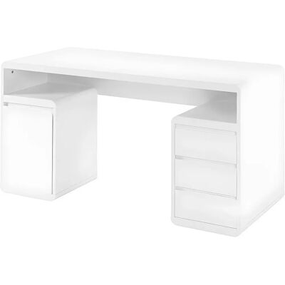 Bureau Serguei Vente-unique - Moderne, MDF Blanc Laqué, 3 Tiroirs - Bureau ou Maison - Publicité Bureau Serguei Vente-unique - Moderne, MDF Blanc Laqué, 3 Tiroirs - Bureau ou Maison - Publicité