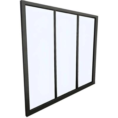 Vente-unique Czarna Aluminiowa Szklana Ścianka Wewnętrzna - 90x130 cm Vente-unique Czarna Aluminiowa Szklana Ścianka Wewnętrzna - 90x130 cm