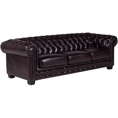 Divano Chesterfield 4 posti - Pelle - Marrone Divano Chesterfield 4 posti - Pelle - Marrone