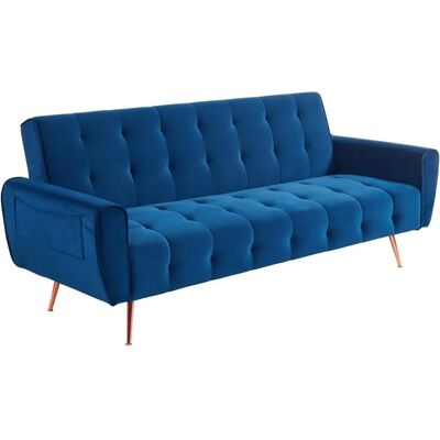 Divano Letto in Velluto Venta-unique - 3 Posti - Blu Notte - Elegante e Funzionale Divano Letto in Velluto Venta-unique - 3 Posti - Blu Notte - Elegante e Funzionale
