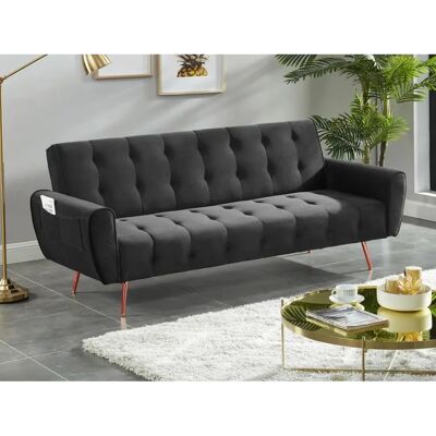 Unique POLANI Divano letto 3 posti in velluto antracite - Sofá cama de 3 plazas Unique POLANI Divano letto 3 posti in velluto antracite - Sofá cama de 3 plazas