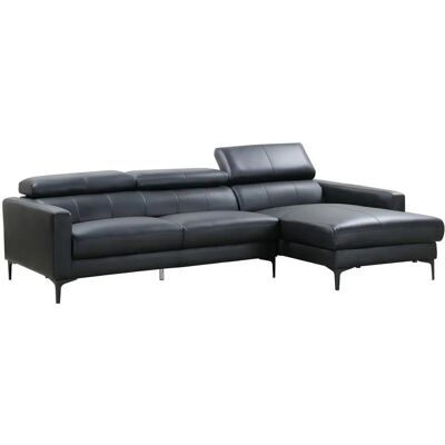 Vente-Unique Ecksofa aus Büffelleder - Schwarz - Rechter Winkel - 4 Sitze Vente-Unique Ecksofa aus Büffelleder - Schwarz - Rechter Winkel - 4 Sitze