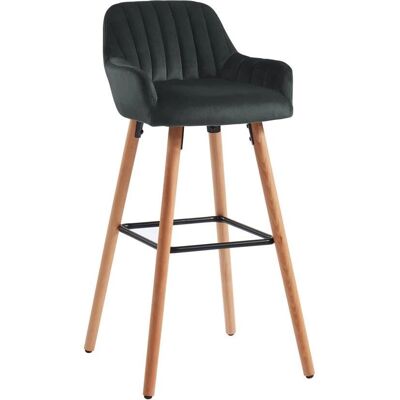 Vente-unique Eleana Tabouret de Bar Velours Gris - Intérieur - Publicité Vente-unique Eleana Tabouret de Bar Velours Gris - Intérieur - Publicité