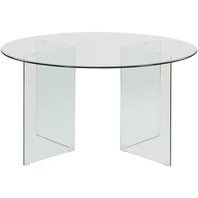 Vente-Unique Adamo Ronde Glastafel - 6 Stoelen - Gehard Glas Vente-Unique Adamo Ronde Glastafel - 6 Stoelen - Gehard Glas