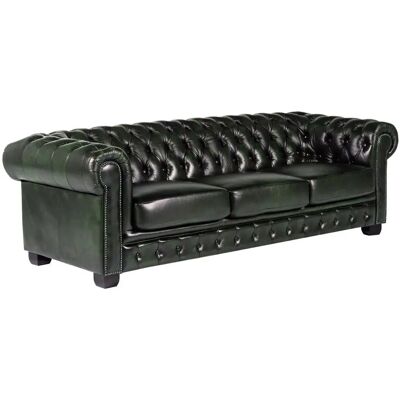 Linea Sofa - Büffelleder Chesterfield 4-Sitzer - Verde-pino - Klassischer Stil Linea Sofa - Büffelleder Chesterfield 4-Sitzer - Verde-pino - Klassischer Stil