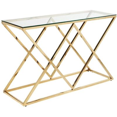 Pascal Morabito Charlotte Konsole - Gehärtetes Glas - Gold - Modernes Design Pascal Morabito Charlotte Konsole - Gehärtetes Glas - Gold - Modernes Design