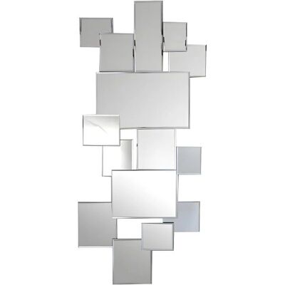 Lustro Ścienne OZAIA - 120x53cm Srebrne - Dekor w Metalu MDF Lustro Ścienne OZAIA - 120x53cm Srebrne - Dekor w Metalu MDF