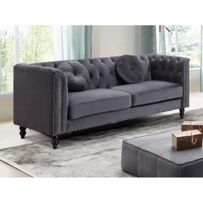 Vente-unique - Turner Samtsofa 3-Sitzer - Anthrazit Vente-unique - Turner Samtsofa 3-Sitzer - Anthrazit