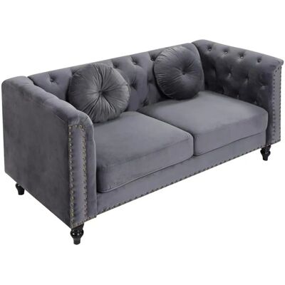 Vente-unique Samtsofa - Anthrazit - Vintage Stil Vente-unique Samtsofa - Anthrazit - Vintage Stil
