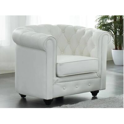 Fauteuil Chesterfield en Cuir de Buffle - Blanc - Vente-unique - Publicité Fauteuil Chesterfield en Cuir de Buffle - Blanc - Vente-unique - Publicité