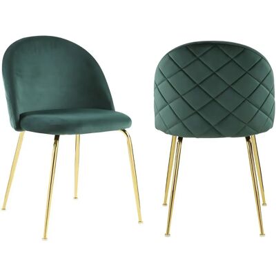 Vente-unique Sedie in velluto verde - Stile vintage - 2 pezzi Vente-unique Sedie in velluto verde - Stile vintage - 2 pezzi