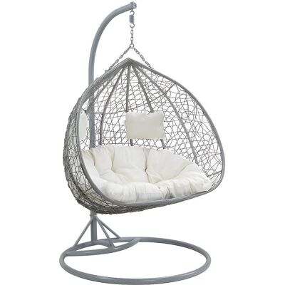 MYLIA Poltrona Suspesa - 2 Posti Resina Rattan Grigio - Collezione Giardino MYLIA Poltrona Suspesa - 2 Posti Resina Rattan Grigio - Collezione Giardino