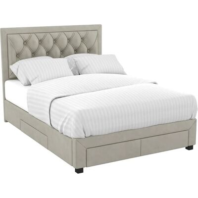 Lit Beige Leopold Vente-unique - 140x190 cm - Écoresponsable Lit Beige Leopold Vente-unique - 140x190 cm - Écoresponsable