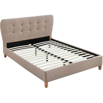 Lit ELIDE Beige 140x190 - Tête de lit capitonnée, Éco-responsable Lit ELIDE Beige 140x190 - Tête de lit capitonnée, Éco-responsable