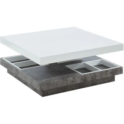 Table Basse Fausto Vente-Unique - MDF Laqué Blanc Gris - Publicité Table Basse Fausto Vente-Unique - MDF Laqué Blanc Gris - Publicité