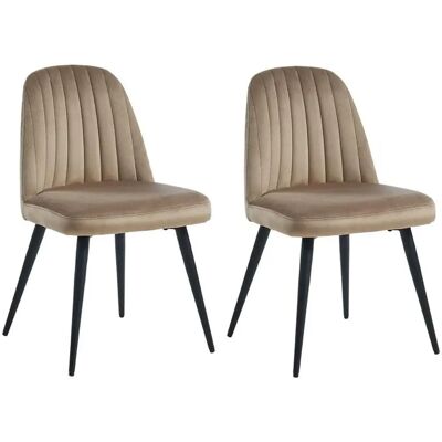 Chaises Velours et Métal Beige Eleana - Lot de 2 - Intérieur - Publicité Chaises Velours et Métal Beige Eleana - Lot de 2 - Intérieur - Publicité