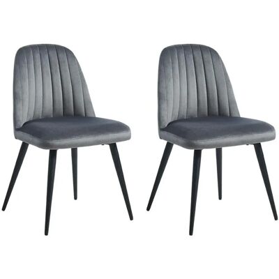 Vente-unique Ensemble de 2 Chaises Velours et Métal Gris - Intérieur - Publicité Vente-unique Ensemble de 2 Chaises Velours et Métal Gris - Intérieur - Publicité
