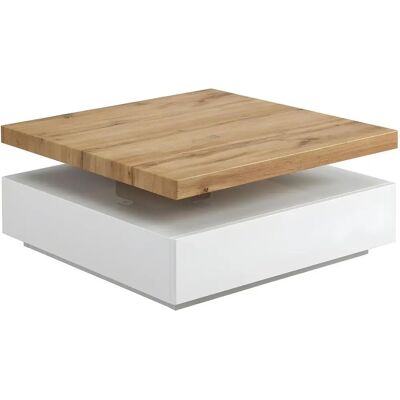 Tavolino Kyria Unico - Bianco e Rovere Chiaro - 80x80x36cm Tavolino Kyria Unico - Bianco e Rovere Chiaro - 80x80x36cm
