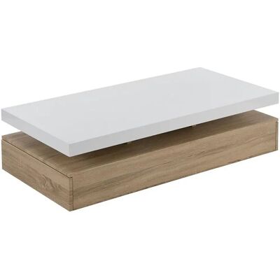 Vente-unique Felix Salontafel - 2 Lades - MDF - Natuurlijke en Witte Kleur - Salontafel Vente-unique Felix Salontafel - 2 Lades - MDF - Natuurlijke en Witte Kleur - Salontafel