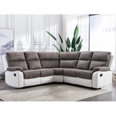 Divano angolare Tolzano microfibra e similpelle - Relax, bianco e grigio Divano angolare Tolzano microfibra e similpelle - Relax, bianco e grigio