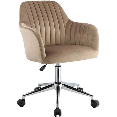 Chaise de bureau en velours beige Eleana - Hauteur réglable Chaise de bureau en velours beige Eleana - Hauteur réglable