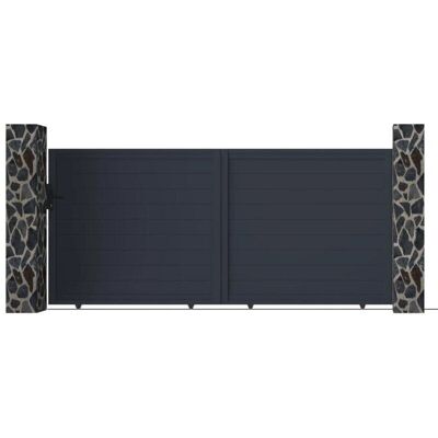 Expertland Nazario Aluminium-Schiebetor - Anthrazitgrau - 350x158cm Expertland Nazario Aluminium-Schiebetor - Anthrazitgrau - 350x158cm