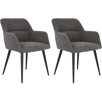 Vente-unique Heka Graue Stoff & Metall 2er Esszimmerstühle Vente-unique Heka Graue Stoff & Metall 2er Esszimmerstühle