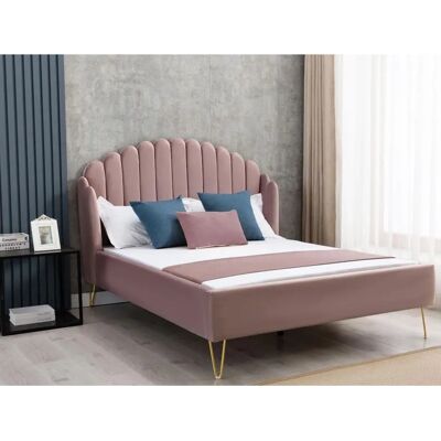 Vente-unique Sagali Bett - Samt, 140x190cm, Rosa Puder Vente-unique Sagali Bett - Samt, 140x190cm, Rosa Puder