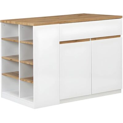 Vente-Unique Isola da Cucina Meili - Bianco & Naturale Chiaro - 130x65x90 cm Vente-Unique Isola da Cucina Meili - Bianco & Naturale Chiaro - 130x65x90 cm