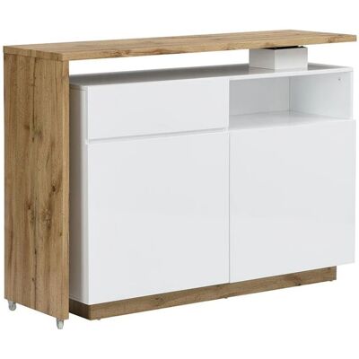 Vente-unique Eldir Rotating Bar - MDF White & Oak - Interior Storage Vente-unique Eldir Rotating Bar - MDF White & Oak - Interior Storage