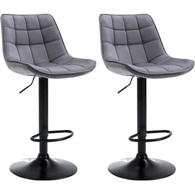 Vente-unique Tabourets de Bar Velours et Métal Réglables - Lot de 2 - Publicité Vente-unique Tabourets de Bar Velours et Métal Réglables - Lot de 2 - Publicité
