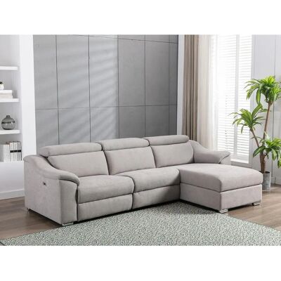 Vente-unique PEDRERA Hellgrauer Sofa mit Elektrischem Relax & 3 Kopfstützen Vente-unique PEDRERA Hellgrauer Sofa mit Elektrischem Relax & 3 Kopfstützen