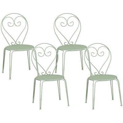 Set di Mobili da Giardino in Metallo Guermantes Mylia - 4 Sedie Impilabili - Verde Mandorla - Esterno Set di Mobili da Giardino in Metallo Guermantes Mylia - 4 Sedie Impilabili - Verde Mandorla - Esterno