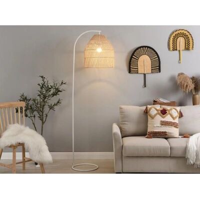 Lampada da Terra OZAIA - 177cm, Giunco & Metallo, Naturale & Bianco - Lampada da Terra Lampada da Terra OZAIA - 177cm, Giunco & Metallo, Naturale & Bianco - Lampada da Terra