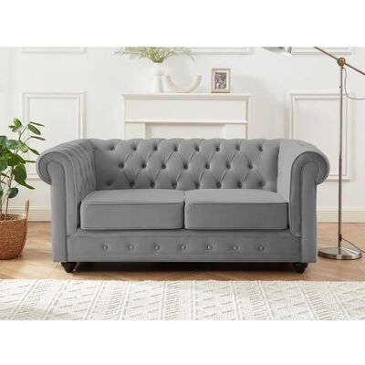Unikatowa Sofa Chesterfield z Aksamitu 2 Miejsca Unikatowa Sofa Chesterfield z Aksamitu 2 Miejsca