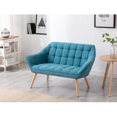 Vente-unique Caserta 2-Sitzer Sofa - Blau Türkis Stoff Vente-unique Caserta 2-Sitzer Sofa - Blau Türkis Stoff