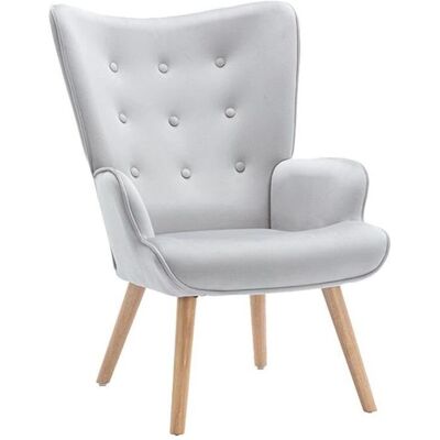 Vately Grauer Samtfauteuil - Skandinavischer Stil Vately Grauer Samtfauteuil - Skandinavischer Stil