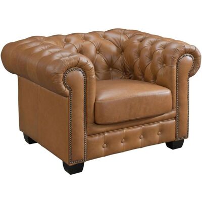 Vente-unique BrentOn Fauteuil Chesterfield en Cuir Vintage Caramel - Publicité Vente-unique BrentOn Fauteuil Chesterfield en Cuir Vintage Caramel - Publicité