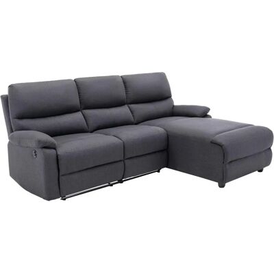 Vente-unique Canapé d'angle relax électrique en tissu LUNANO - Gris anthracite - 4 places - Publicité Vente-unique Canapé d'angle relax électrique en tissu LUNANO - Gris anthracite - 4 places - Publicité