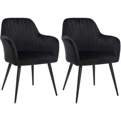 Vente-unique ELEANA Fauteuils en Velours - Chaises à Manger Rétro Moderne Vente-unique ELEANA Fauteuils en Velours - Chaises à Manger Rétro Moderne