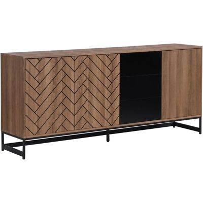 Vente-Unique Buffet Naturel Foncé et Noir - MDF - 3 Portes & 3 Tiroirs - Publicité Vente-Unique Buffet Naturel Foncé et Noir - MDF - 3 Portes & 3 Tiroirs - Publicité