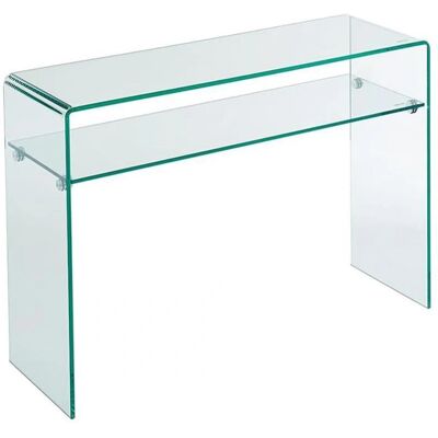 Vente-unique - Console - 1 étagère - Verre trempé - Transparent - Console élégante - Mobilier - Publicité Vente-unique - Console - 1 étagère - Verre trempé - Transparent - Console élégante - Mobilier - Publicité