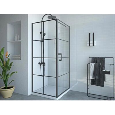 Vente-Unique Caparica Czarna Obracana Ścianka prysznicowa 80x80x190cm Vente-Unique Caparica Czarna Obracana Ścianka prysznicowa 80x80x190cm