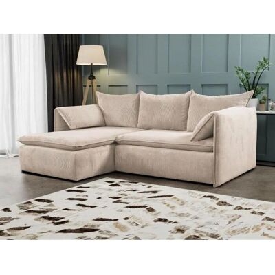 Pascal Morabito - Ecksofa mit Schlaffunktion - Beige Samtvelour - Links Pascal Morabito - Ecksofa mit Schlaffunktion - Beige Samtvelour - Links