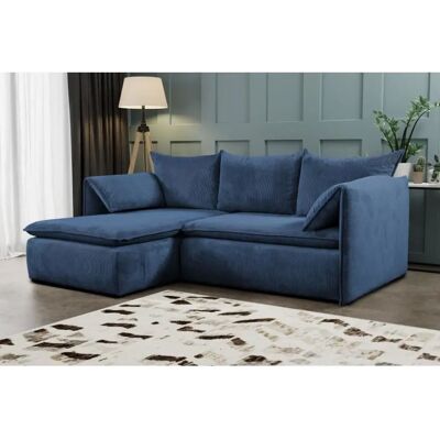 PASCAL MORABITO Teodora - Divano angolare letto in velluto blu navy con contenitore PASCAL MORABITO Teodora - Divano angolare letto in velluto blu navy con contenitore