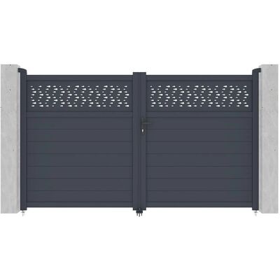 Vente-unique Bazio Porte en aluminium - Manuel, 305x182cm, Anthracite Vente-unique Bazio Porte en aluminium - Manuel, 305x182cm, Anthracite