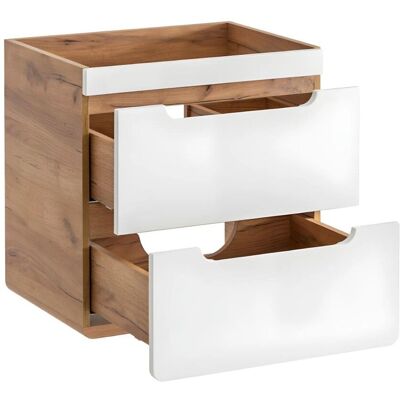 Vente-unique Aruba Szafki na ścianę do łazienki - Naturalny i Biały - 60cm Vente-unique Aruba Szafki na ścianę do łazienki - Naturalny i Biały - 60cm