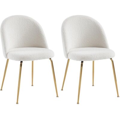 Vente-unique Chaises Vintage en Tissu Bouclé Blanc 2 - Chaise - Publicité Vente-unique Chaises Vintage en Tissu Bouclé Blanc 2 - Chaise - Publicité