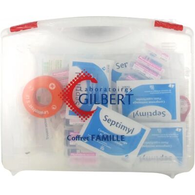 Laboratoires Gilbert Gilbert Trousse de Secours Famille - Kit de Premiers Soins - Publicité Laboratoires Gilbert Gilbert Trousse de Secours Famille - Kit de Premiers Soins - Publicité