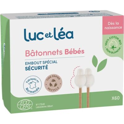 Cotons-tiges bio Luc et Léa - 60 pièces - Hygiène bébé - Publicité Cotons-tiges bio Luc et Léa - 60 pièces - Hygiène bébé - Publicité